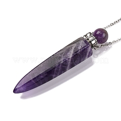 Halsketten mit Parfümflaschenanhängern aus natürlichem Amethyst in Kugelform&nbsp;G-B089-02P-08