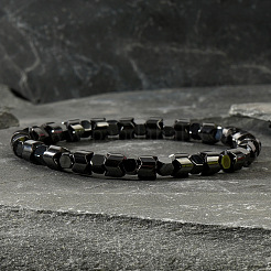 Braccialetti elastici in perline di ematite magnetica sintetica per uomo e donna&nbsp;ZU4423