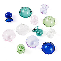 6 jeu de 6 capuchons de perles en verre transparent de couleurs&nbsp;GLAA-BY0001-06