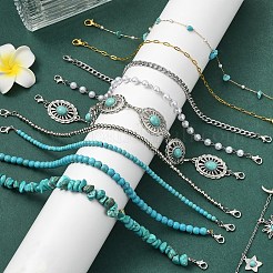 10 chaîne de casquette de baseball en turquoise synthétique&nbsp;HJEW-YW00096