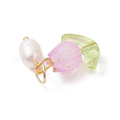 Bijoux en verre filé faits main avec pendentifs en perles de culture d'eau douce naturelles et acrylique&nbsp;PALLOY-JF05049