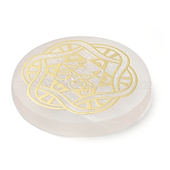 Dessous de verre plats et ronds en tranches de sélénite naturelle&nbsp;AJEW-C042-01C