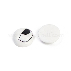 Cabochon in resina rotondi piatti bianchi e neri a forma di cartone animato&nbsp;CRES-Q009-01C