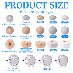 Perles focales en silicone et perles européennes en imitation fourrure de velours&nbsp;DIY-TA0013-50