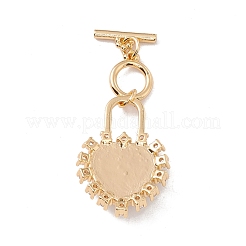 Chiusure a levetta in ottone chiaro con zirconi a cuore&nbsp;KK-G426-01G