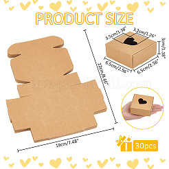 Scatole regalo quadrate scavate a forma di cuore in carta kraft&nbsp;CON-WH0095-66B
