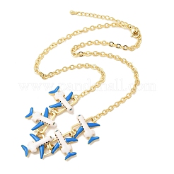 Latón pendiente de los collares del esmalte&nbsp;NJEW-B157-07G-01