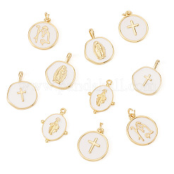 10 colgante de latón esmaltado chapado en oro&nbsp;KK-TA0008-60