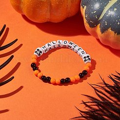 Braccialetti elasticizzati con perline acriliche a tema halloween&nbsp;BJEW-JB09193-01