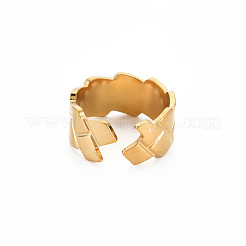 Anillo de puño abierto con textura de acero inoxidable 304 con revestimiento iónico (IP) para mujer&nbsp;RJEW-S405-148G