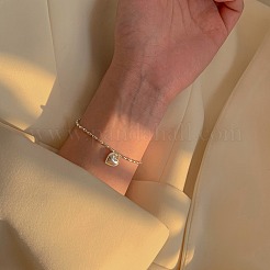Bracelets à breloques en laiton coeur pour femme&nbsp;FS-WGC35CA-01