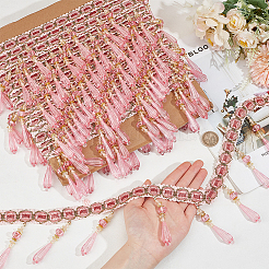 Garnitures en dentelle à franges en polyester de 12 m&nbsp;SRIB-WH0026-26A