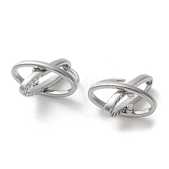Pendientes de aro de latón con micro circonitas y cubic zirconia transparente&nbsp;EJEW-C121-11P