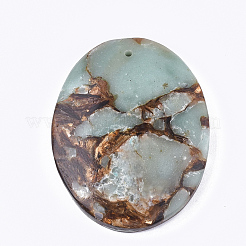 Anhänger aus natürlichem Bronzit und synthetischem Aqua Terra Jaspis&nbsp;G-S329-035