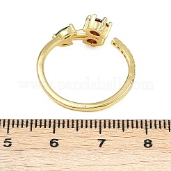 Bague de manchette ouverte fleur de zircone cubique colorée&nbsp;RJEW-F135-07G