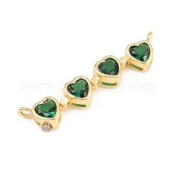 Pendentifs fendus en laiton micro-pavé de zircon cubique vert&nbsp;KK-E798-04G