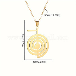 Colliers à pendentif en acier inoxydable 304 avec symbole de spirale Reiki et chaîne câble&nbsp;FS-WG85938-02