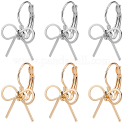 10 Paar Ohrringe mit Schleife und Klappverschluss aus Messing in 2 Farben&nbsp;EJEW-SC0001-93