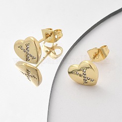 Boucles d'oreilles en laiton plaqué micro pavé de zircons cubiques transparents&nbsp;EJEW-K299-01G-X