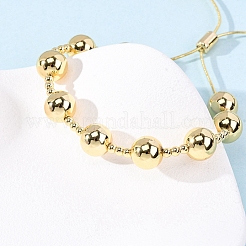 Braccialetti scorrevoli con perline rotonde in ottone per donna&nbsp;LS-BJEW-D357-06A-G
