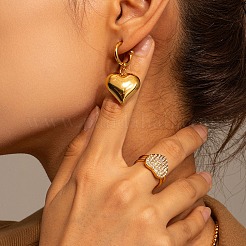 Boucles d'oreilles pendantes en forme de cœur en acier inoxydable 304 avec placage ionique (IP)&nbsp;EJEW-L266-01G