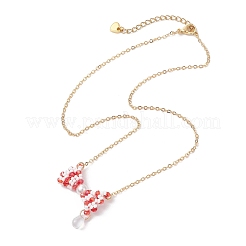 Collier pendentif en forme de nœud papillon en perles de verre&nbsp;NJEW-MZ00091-03