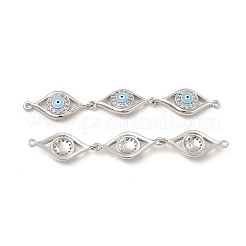 Verbindungsanhänger mit Mikropavé aus Messing mit durchsichtigen Zirkonia-Steinen&nbsp;KK-E068-VB395-2