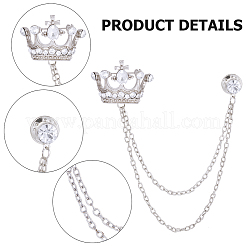 2 broche à chaîne suspendue en forme de couronne en strass cristal&nbsp;JEWB-GF0001-35