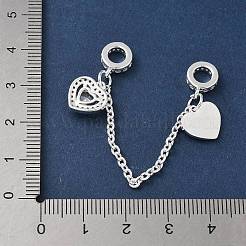 Catena a maglie in ottone micro pavé di zirconi cubici trasparenti perline europee&nbsp;KK-G531-07D-S