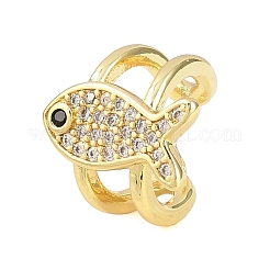 Boucles d'oreilles manchette en laiton avec micro pavé de zircons cubiques transparents&nbsp;EJEW-D338-01G