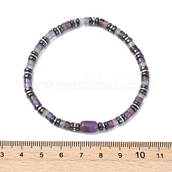 Pulseras elásticas de cuentas de hematita sintética no magnética y piedras preciosas naturales para mujeres y hombres.&nbsp;BJEW-JB13808