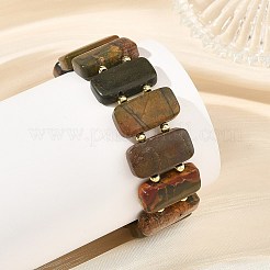 Diaspro policromo naturale pietra Picasso piastrelle rettangolari di diaspro Picasso braccialetti elasticizzati con perline&nbsp;BJEW-JB14479