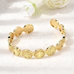 Bracelets manchettes ouvertes en laiton à caractère religieux&nbsp;BJEW-K296-02A-G