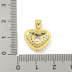Charms de circonita cúbica micro pavimentados de latón chapado en forma de corazón&nbsp;KK-Z053-17G-04