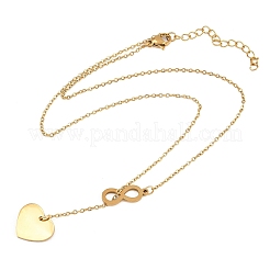 Verstellbare Lariat-Halsketten mit Unendlichkeitsherzanhänger aus Edelstahl 304&nbsp;NJEW-H093-04G