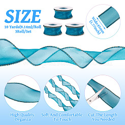 3 rollo de cintas de organza de poliéster&nbsp;SRIB-TA0001-26B