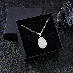 2 colgante de medalla ovalada de San Benito de acero inoxidable con cadena de espigas de trigo.&nbsp;NJEW-DC0001-20P