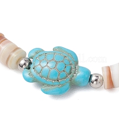 2 Stück Seestern und Schildkröte synthetische türkisfarbene Perlen geflochtene Perlenarmbänder&nbsp;BJEW-JB11883