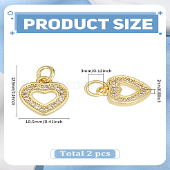 2 breloque en laiton plaqué longue durée avec micro pavé de zircones cubiques&nbsp;ZIRC-LP0001-59G