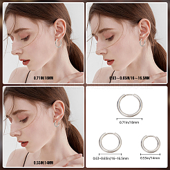 24 pieza de 3 estilos de pendientes de aro de acero inoxidable quirúrgico 316L para niñas y mujeres&nbsp;EJEW-BBC0001-43