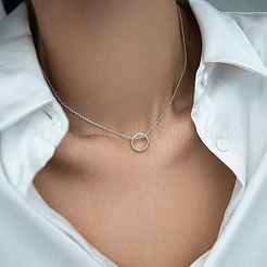Collar de círculo geométrico de plata esterlina s925&nbsp;HU0319