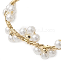Brazaletes ajustables de acero inoxidable 304 y perla de imitación acrílica para mujer&nbsp;BJEW-JB10372