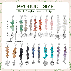 20 pz ciondolo decorativo con pietre preziose naturali e sintetiche&nbsp;HJEW-PH02097