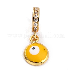 Ciondoli pendenti europei in ottone con micro pavé di zirconi chiari&nbsp;ZIRC-L097-049B-G
