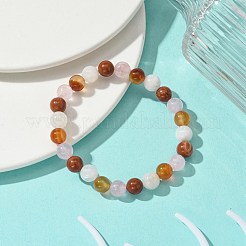 Braccialetti elastici con perline rotonde in corniola naturale&nbsp;BJEW-JB10910-02