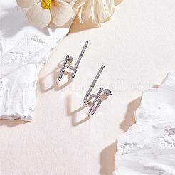 Orecchini a cerchio in argento borchie 18k placcato oro orecchini a cerchio a forma di c aperti borchie semplice ipoallergenico delicato cz borchie gioielli regalo per le donne&nbsp;JE1074B