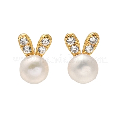 925 orecchini a bottone in argento sterling con micro pavé di zirconi cubici trasparenti per donna&nbsp;EJEW-K303-02B-G