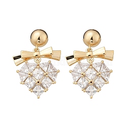 Orecchini a bottone in ottone con zirconi chiari&nbsp;EJEW-D301-06G-04