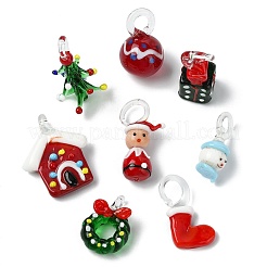 8 Stück 8 Stile Weihnachtsthemen handgefertigte Bunte Malerei-Anhänger&nbsp;LAMP-CJ0002-68