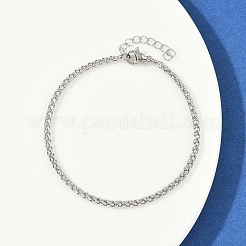 Weizenkettenarmbänder aus 304 Edelstahl für Unisex&nbsp;BJEW-K282-01B-P